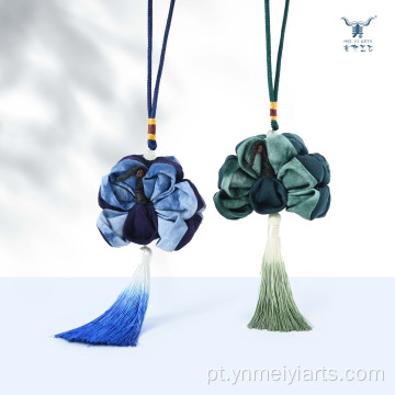 Sachê de pingente de borla de pavão de algodão étnico tie-dye